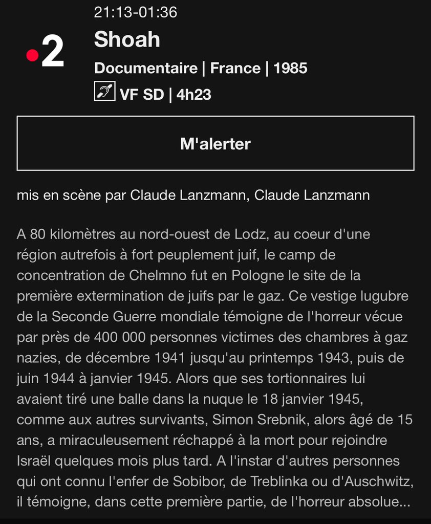 J’invite tous les antisémites par ignorance et lavage de cerveau ou notoires à regarder le documentaire #shoah sur @france2tv ce soir. Peut-être en voyant les choses autrement 
Comme moi en arrivant en France depuis ma syrie natale, ce genre de films m’a beaucoup ouvert les yeux