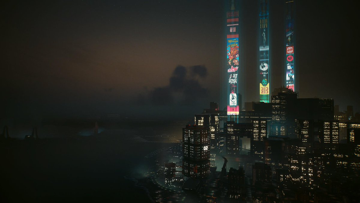 herbu800's tweet photo. Niczym Internet explorer, 3 lata po premierze będę sobie spamował foteczkami z Cyberpunka 😎 Dziś wieczorem widok z Dogtown na resztę Night City! 😍 https://t.co/fSnaKc3zix
