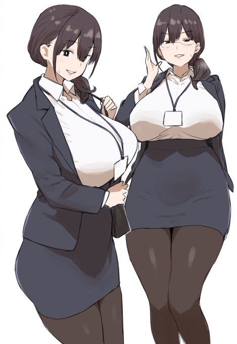 おっぱいが長くてでかそうなOLを描きました 