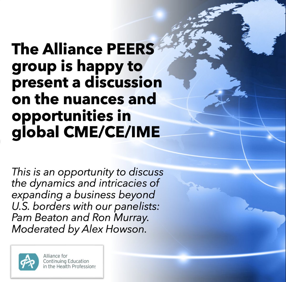 Looking forward to the @alliance4cehp annual conference in NOLA. Join me for an engaging conversation about #GlobalCME moderated by my friend/colleague with a mesmerizing Scottish lilt, Alex of @MedicineWrite Room name: Maurepas, Date: Monday, February 5th Time: 3:00-4:30pm CT