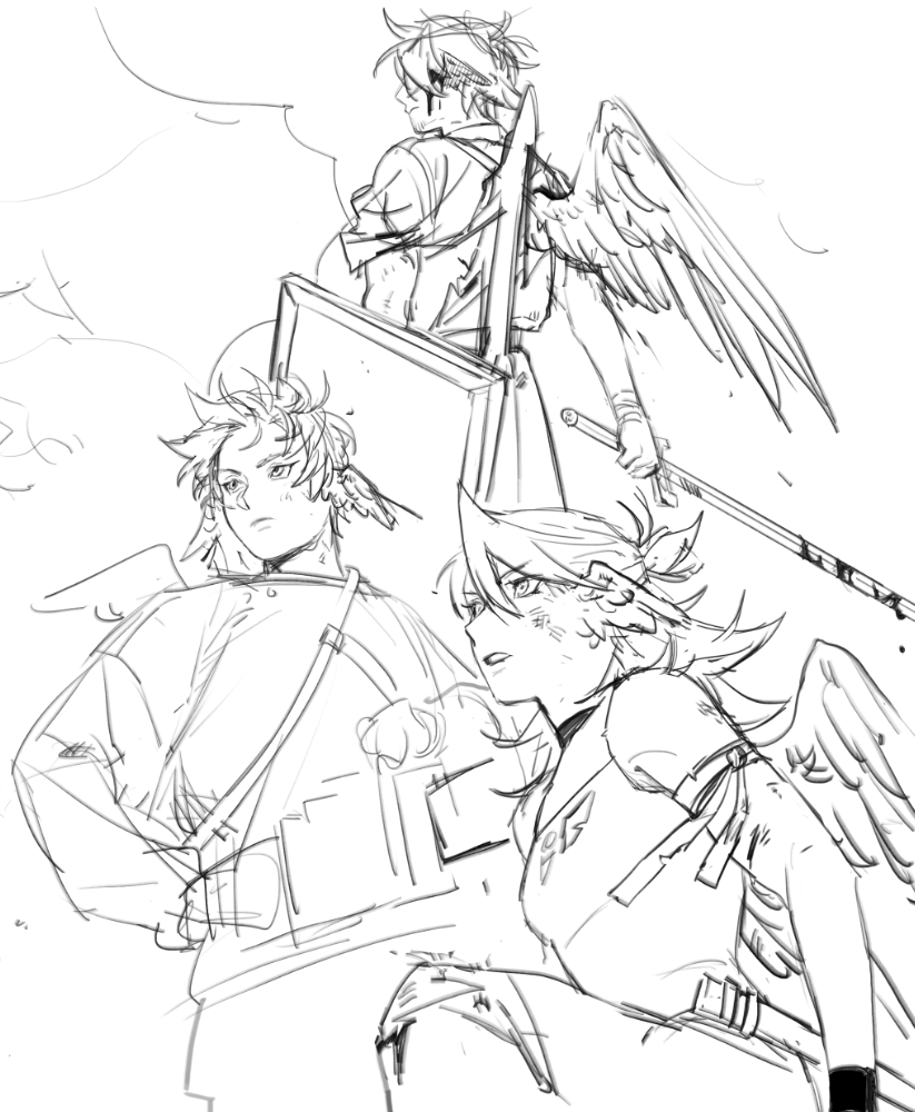 anyway old wip from during purgatory...... was gonna draw the whole team but i gave up </3 