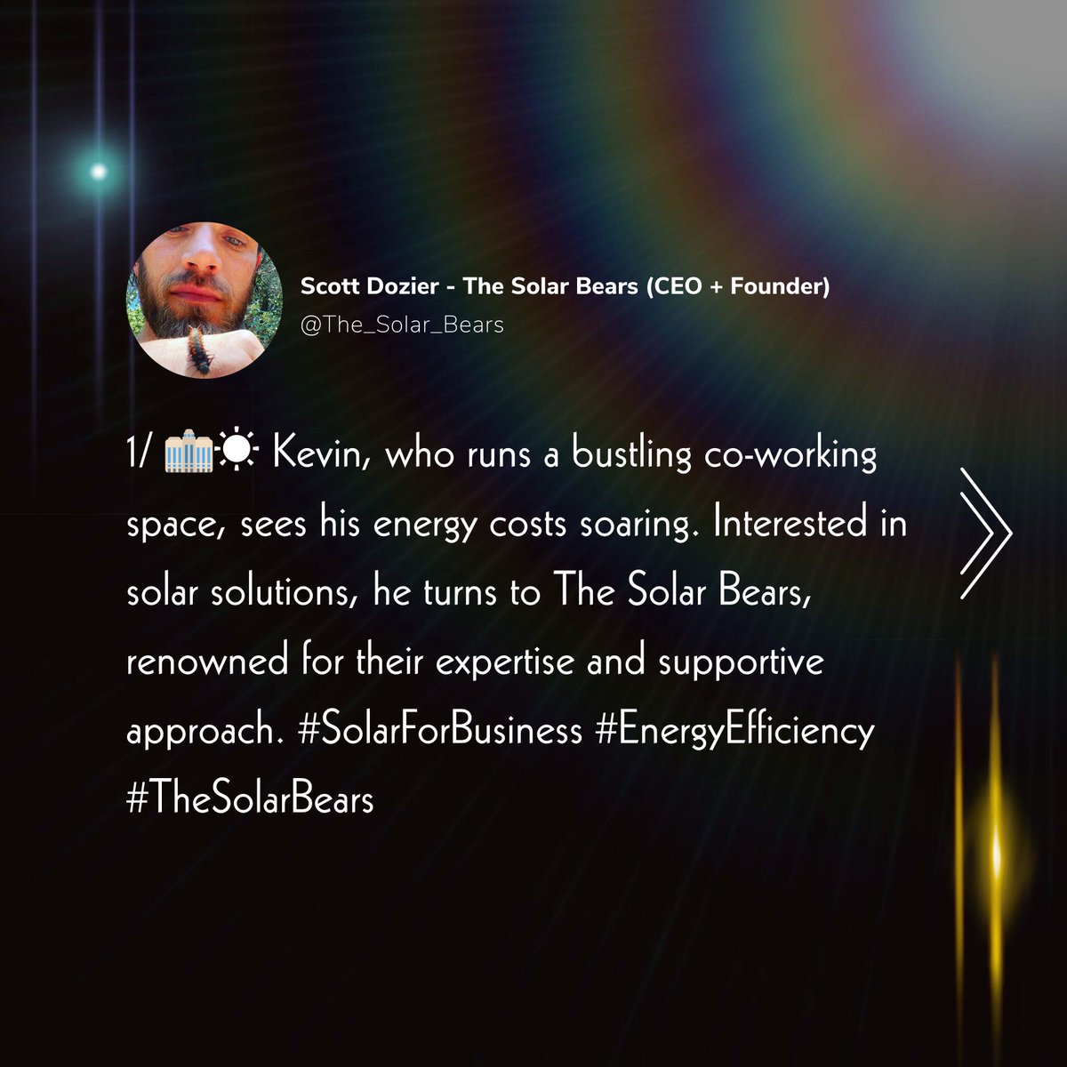 The_Solar_Bears's tweet photo. 1/ 🏢☀️Kevin, who runs a bustling co-working space, sees his energy costs soaring. Interested in solar solutions, he turns to The Solar Bears, renowned for their expertise and supportive approach.#SolarForBusiness #EnergyEfficiency #TheSolarBears

Contact: https://t.co/8NrcVNuSgk https://t.co/I5ZpMEYM9q