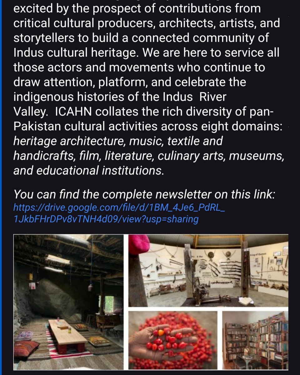 irvi_institute's tweet photo. IRVI newsletter ICAHN generously covered in Islamabad’s own iconic “Jenny’s List” - humbled!

#ICAHN #IRVI #ownyourheritage #history #architecture #culture #heritage #cultureofpakistan #arts #crafts #artisans #books #films #museums #food #music #UNESCO https://t.co/y8iGMgv8jf