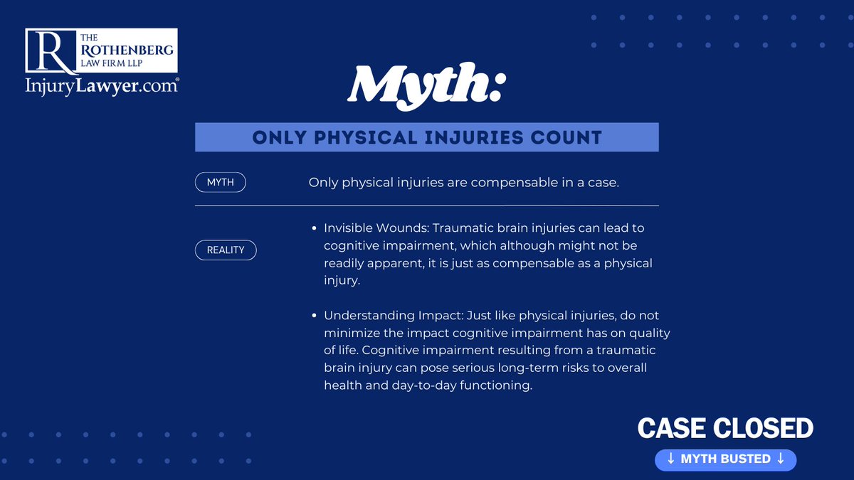 Think a personal injury claim only covers broken bones? Let's break that myth down ❌ Read more about common personal injury myths & get your free case evaluation today here: injurylawyer.com #personalinjury #personalinjurylawyer #rothenberglawfirm #lawyernyc #nycsafety