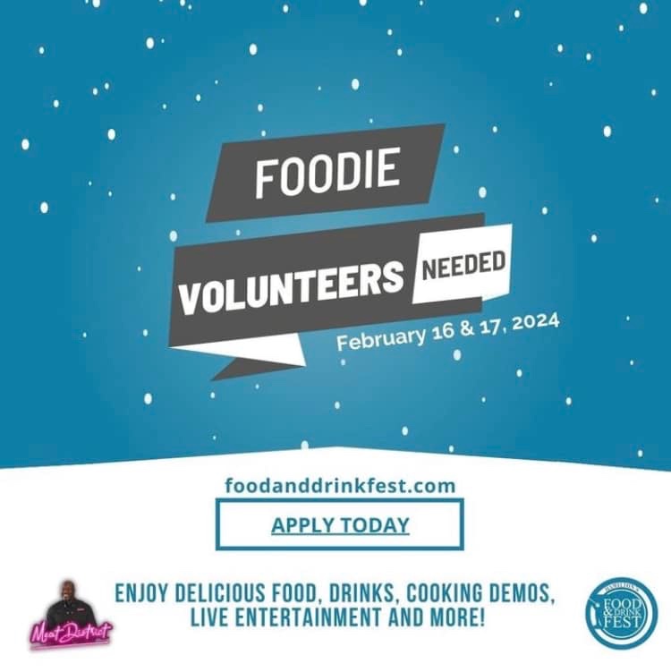 Attention foodies! We are looking for volunteers to join our team. Positions include tickets sales, admission and vendor support.
Food and drink are tickets are provided! Send us a msg and be part of this amazing festival!