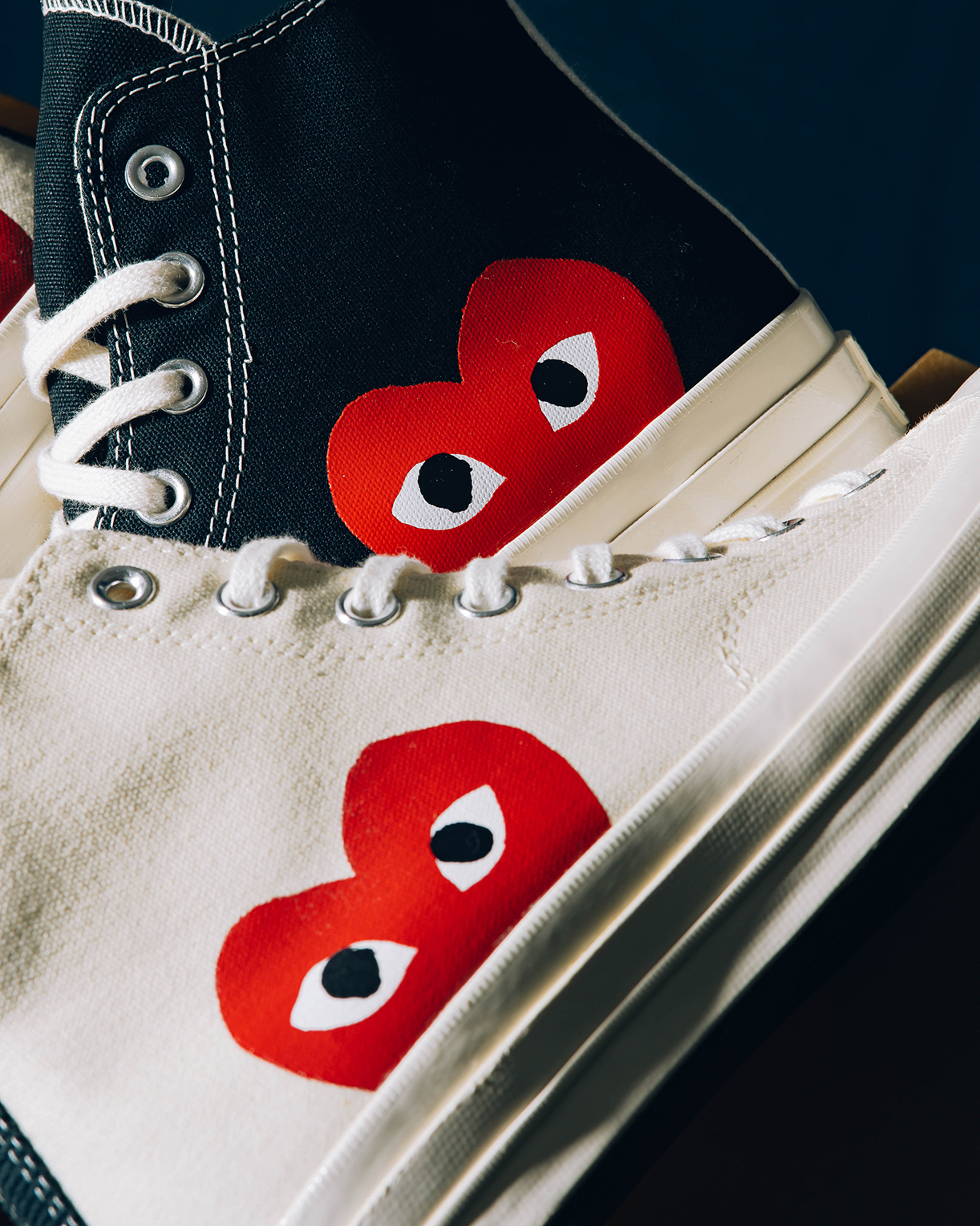 FEATURE on X The coveted Comme des Garcons x Converse lace up sneakers in a variety of different iterations have just restocked. Shop the iconic heart eye sneakers online and in store. https t 0S8o...