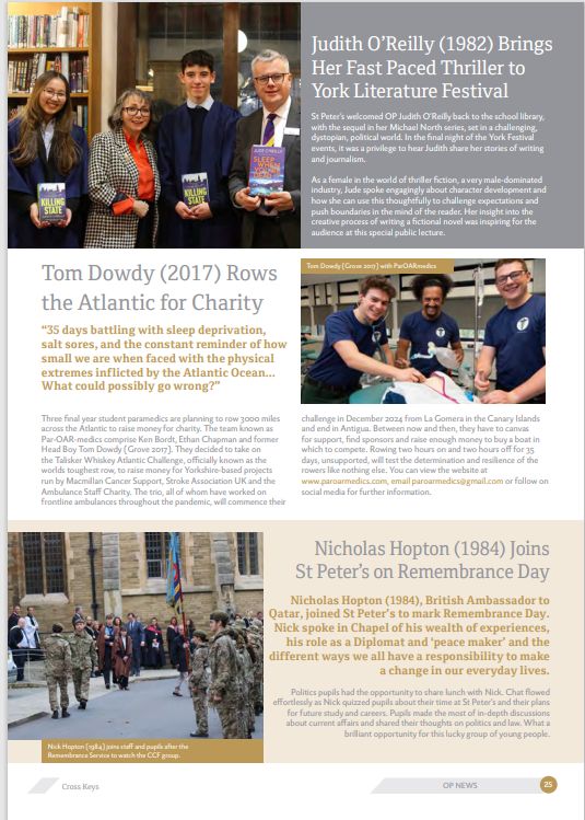 OldPeterite's tweet image. Be in touch with happy news and achievements from this past year, for the Cross Keys magazine. We know some people don&apos;t like to boast, so you can send us your own news or even the news of a friend (with their permission!)
Send to alumni@stpetersyork.org.uk.