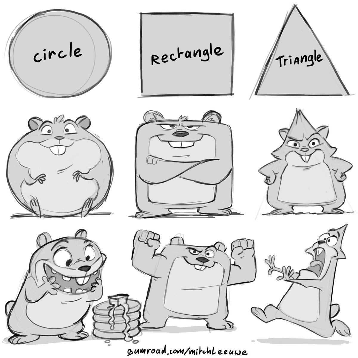 And starting with simple shapes and putting them in poses 
