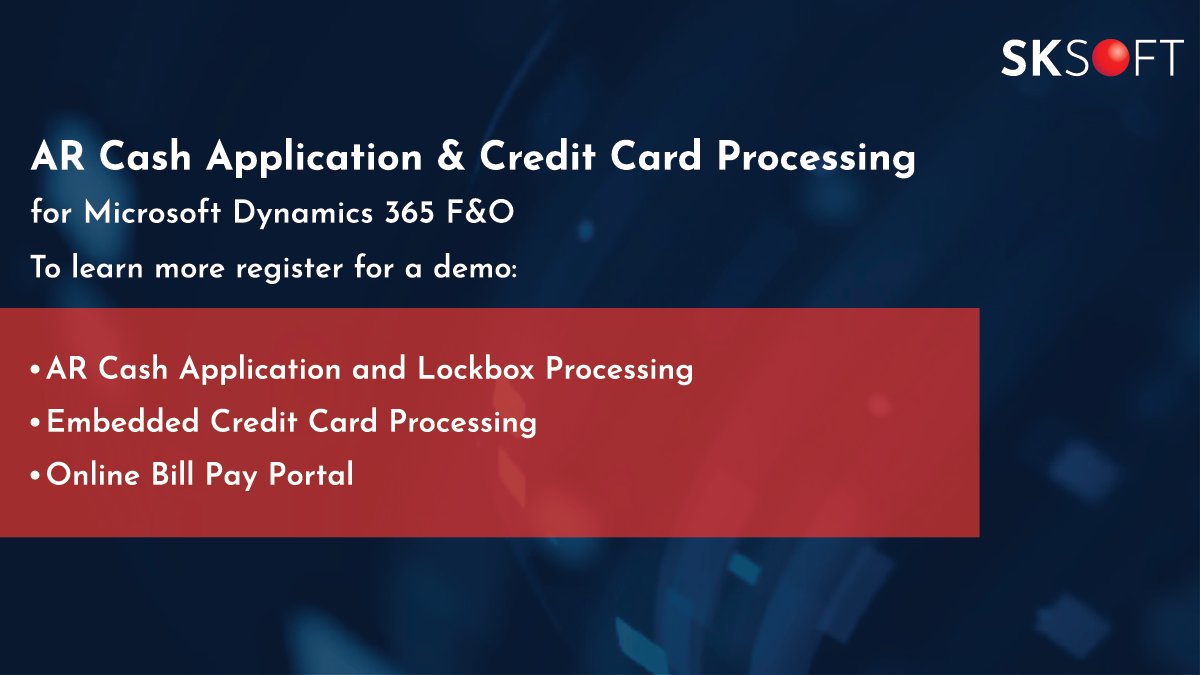 Automate the process of applying payments automatically to customer invoices directly within your #MicrosoftDynamics365 F&amp;O ERP system. See our #ARCashApplication module in action this Thursday on our weekly interactive demo! Register today: hubs.ly/Q02j17rS0