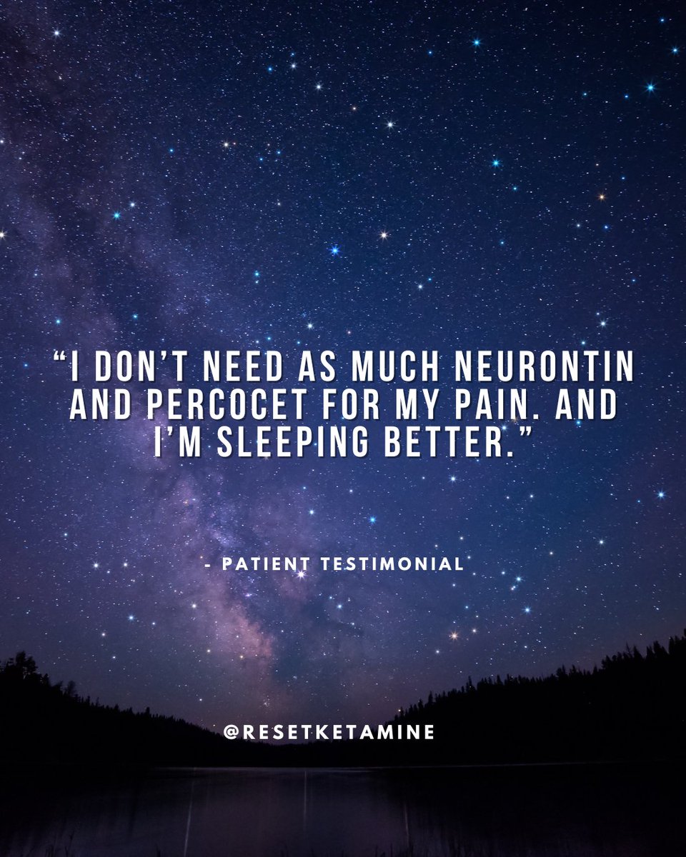 Sleep better and manage pain with us! Our treatments offer relief, reducing your reliance on medications like Neurontin and Percocet. 💊 

#PainRelief #BetterSleep #ResetKetamine #KetamineTherapy #TuesdayTestimonial #IVKetamineClinic #IVKetamineInfusions