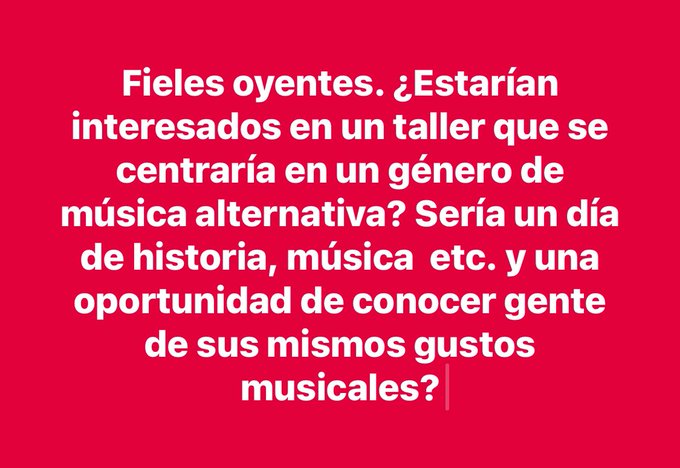vagonalt's tweet photo. Para los interesad@s y fieles oyentes de El Vagón Alternativo que viven en Ecuador. ¿Estarian dispuest@s ir a esto si se realiza? #elvagonalternativo #workshop #taller #interesado #interesada #musicaalternativa https://t.co/EmzXRrcYJH