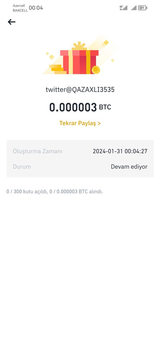 Qazaxli3535's tweet photo. 1 USDT BTC CODE GIFT 50 LIKES AND 50 SHARES
1 USDT BTC KODU HEDİYESİ 50 BEĞENİ VE 50 PAYLAŞIM https://t.co/vQCXBFBS0w