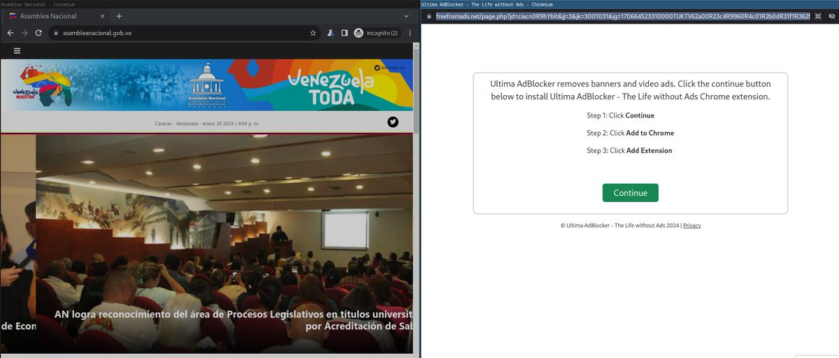 Hey <a href="/AsambleaVE/">Asamblea Nacional</a> it looks like your website is serving pop-up advertisements. Is that intentional? cc <a href="/nicveoficial/">NIC.Ve</a>