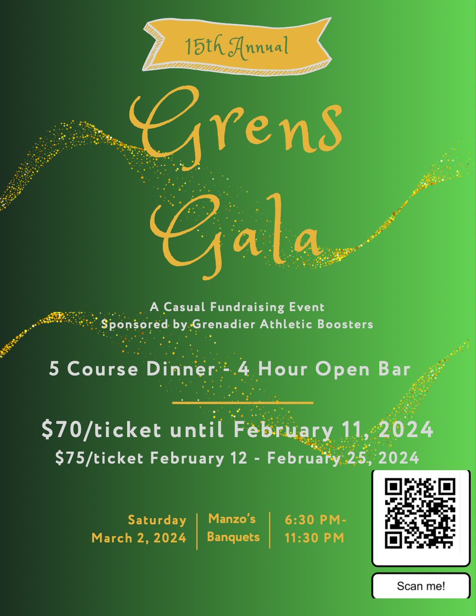 Mark your calendars and join us on March 2nd for a great cause! 100% of proceeds directly support our athletic program. Hosted and run by GAB! 

docs.google.com/forms/d/e/1FAI…