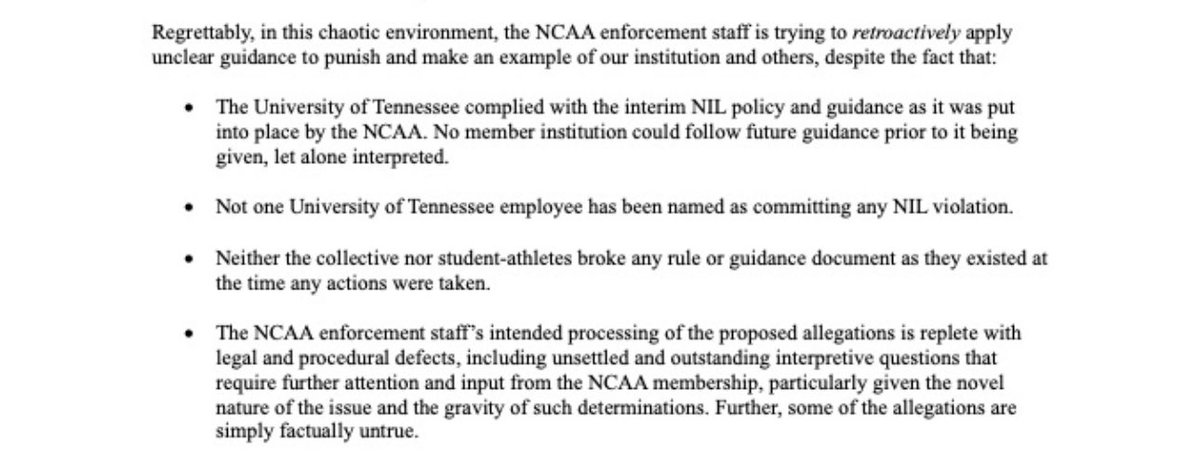 AustinPriceless's tweet photo. And with one letter by @DondePlowman, Tennessee fans will unite like never before against the NCAA. The Chancellor carries weight nationally and she has @spyresports back! ⬇️⬇️⬇️ https://t.co/HWuilUaky4