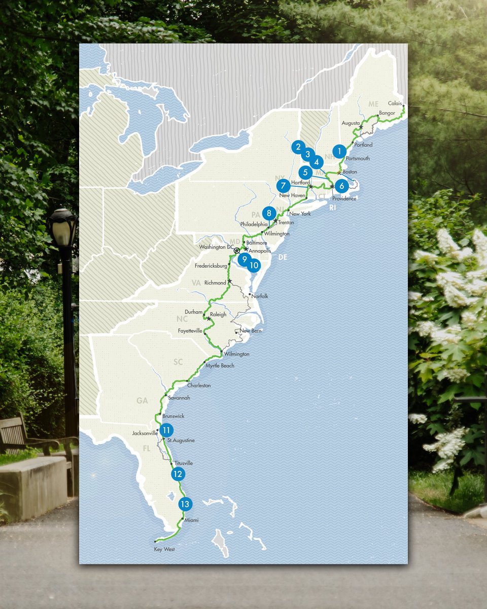 ECGreenway's tweet photo. From a stretch of the New Hampshire Seacoast Greenway to the Boca Raton A1A Sidepath, meet the 13 segments of the East Coast Greenway designated in 2023. We're excited to build on this progress and create more safe connections in 2024! 

🔗 https://t.co/aKwzUv2yhG https://t.co/AzBrgslq1O