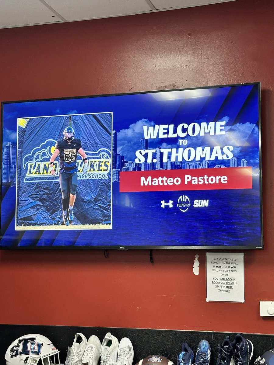 Matteo Pastore (@mpastore06) on Twitter photo Had a great visit at Saint Thomas University today! Loved everything about the program and school.
<a href="/CoachCJones_STU/">Chris Jones</a> <a href="/STUPrez/">David A. Armstrong, J.D.</a> <a href="/STU_Football/">STU Football</a> <a href="/TNeymeiyer/">Coach Neymeiyer</a> <a href="/Dan_Goodspeed/">Coach Dan Goodspeed</a> <a href="/LOLHSathletics/">Gator Athletics</a> Had a great visit at Saint Thomas University today! Loved everything about the program and school.
<a href="/CoachCJones_STU/">Chris Jones</a> <a href="/STUPrez/">David A. Armstrong, J.D.</a> <a href="/STU_Football/">STU Football</a> <a href="/TNeymeiyer/">Coach Neymeiyer</a> <a href="/Dan_Goodspeed/">Coach Dan Goodspeed</a> <a href="/LOLHSathletics/">Gator Athletics</a>