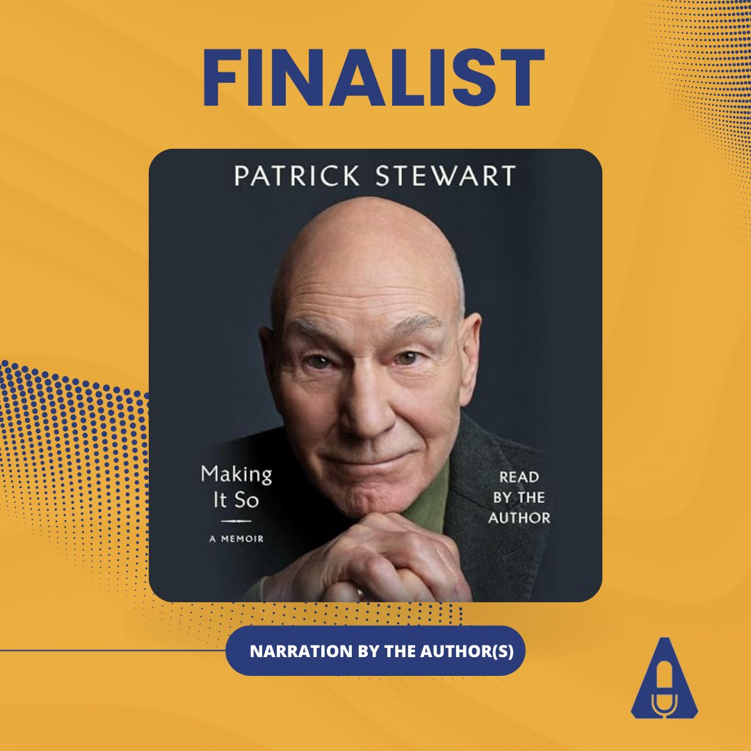 SimonAudio's tweet photo. #PatrickStewart (@SirPatStew) is a 2024 Audie Award Finalist for Autobiography/Memoir AND Narration by the Author(s)! Hear him read an excerpt from his @nytimes bestseller #MakingItSo: https://t.co/xSGpAN5K85, then be sure to get your copy! CC: @gallerybooks @audiobooks https://t.co/gvtyX3wGeY