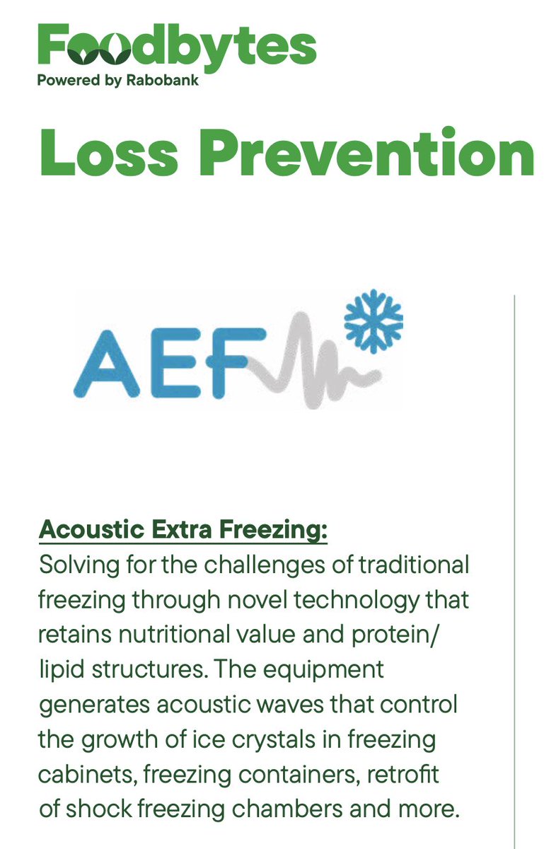 AcousticExtra's tweet photo. @AcousticExtra has been featured among the top 10 exemplary startups🚀 in the @Foodbytes  report "From Field to Plate" in the Loss Prevention category. 
https://t.co/ECUEdqyDBj https://t.co/66AwI2MI6h