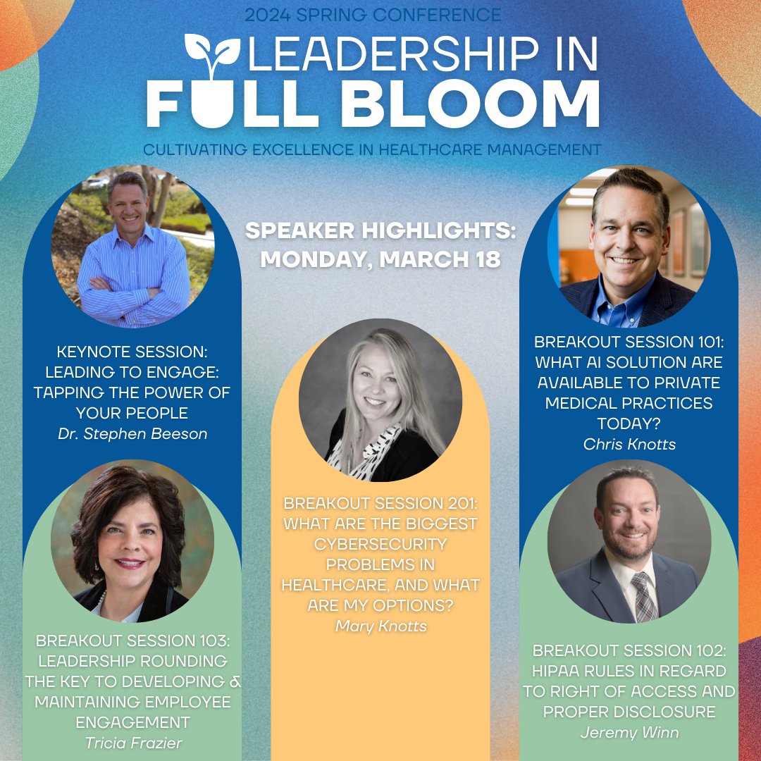 Join the Healthcare Leaders Association of Virginia as we usher in a new chapter of innovation, leadership, and growth at our spring conference! 

Visit here to learn more about our lineup of speakers: ow.ly/x0ks50Qw31v