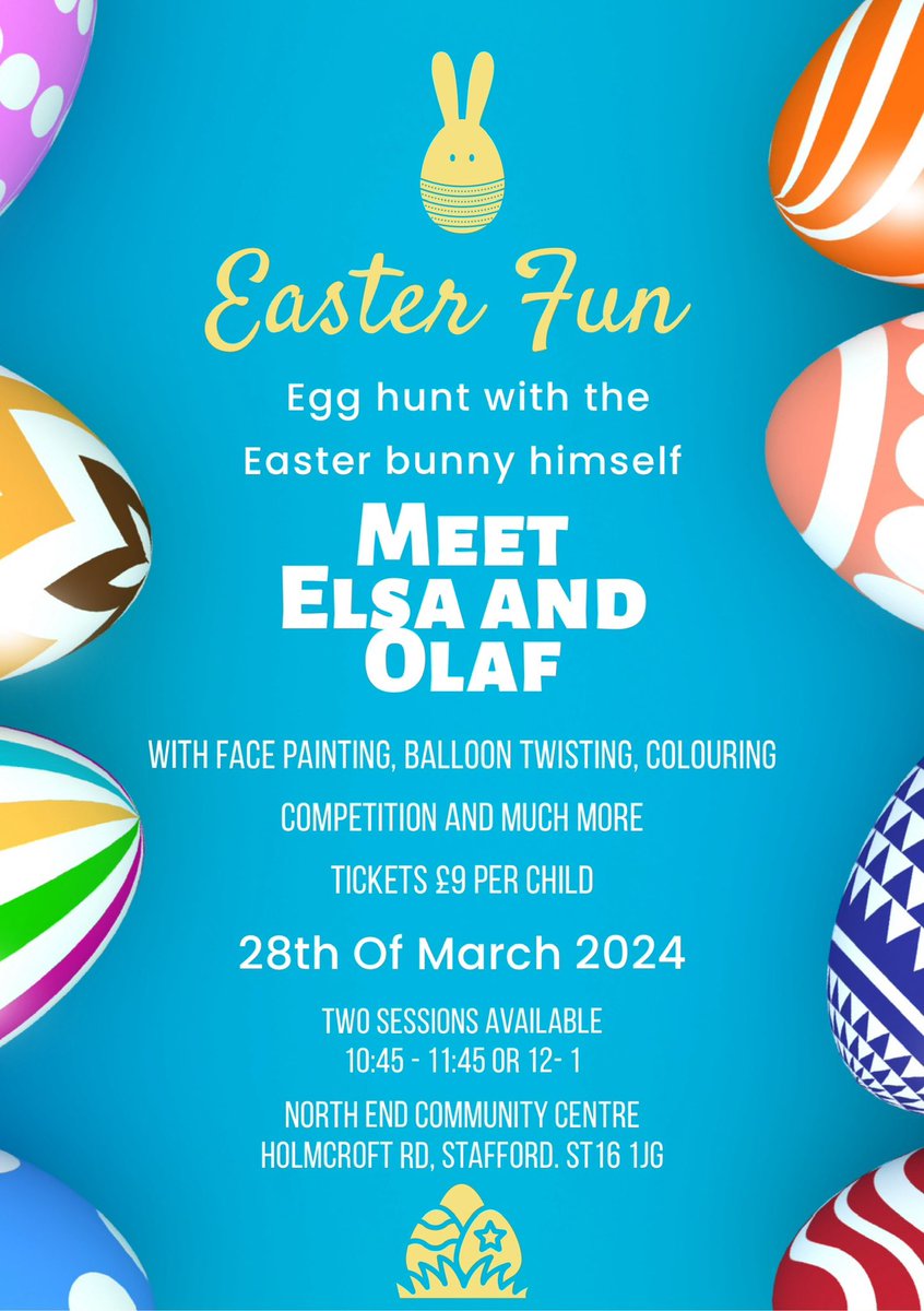 Easter holiday fun. Please check out our Facebook for more information. #Easterfun #kidsentertainment #stafford #Staffordshire facebook.com/profile.php?id…