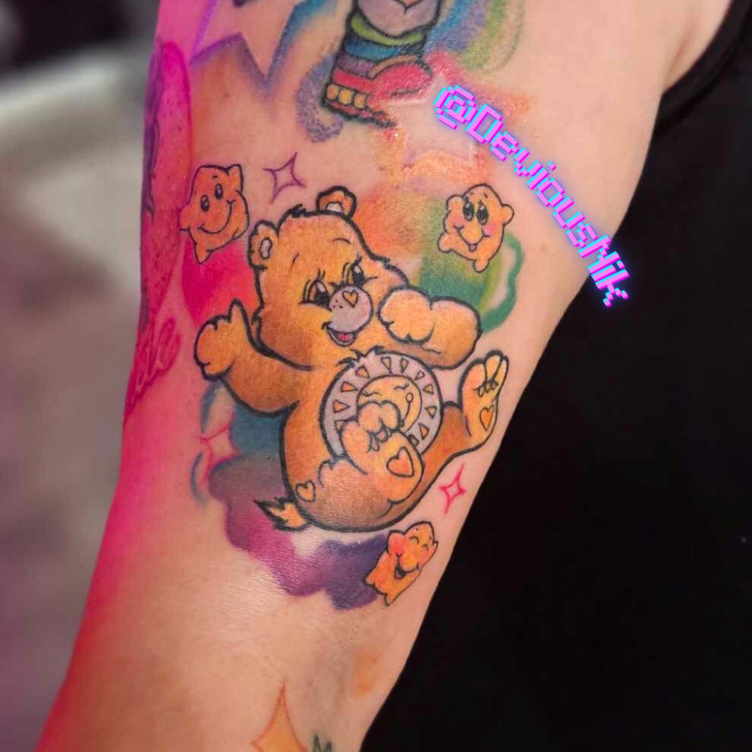 DeviousNik's tweet photo. Tattooing @carebears is literally my fave! Who’s your fave Care Bear? Mines always been Grumpy Bear 💙🧸

#saskatoon #carebear #canadiantattooartist #nostalgia #90s https://t.co/u6KiyqMVAh