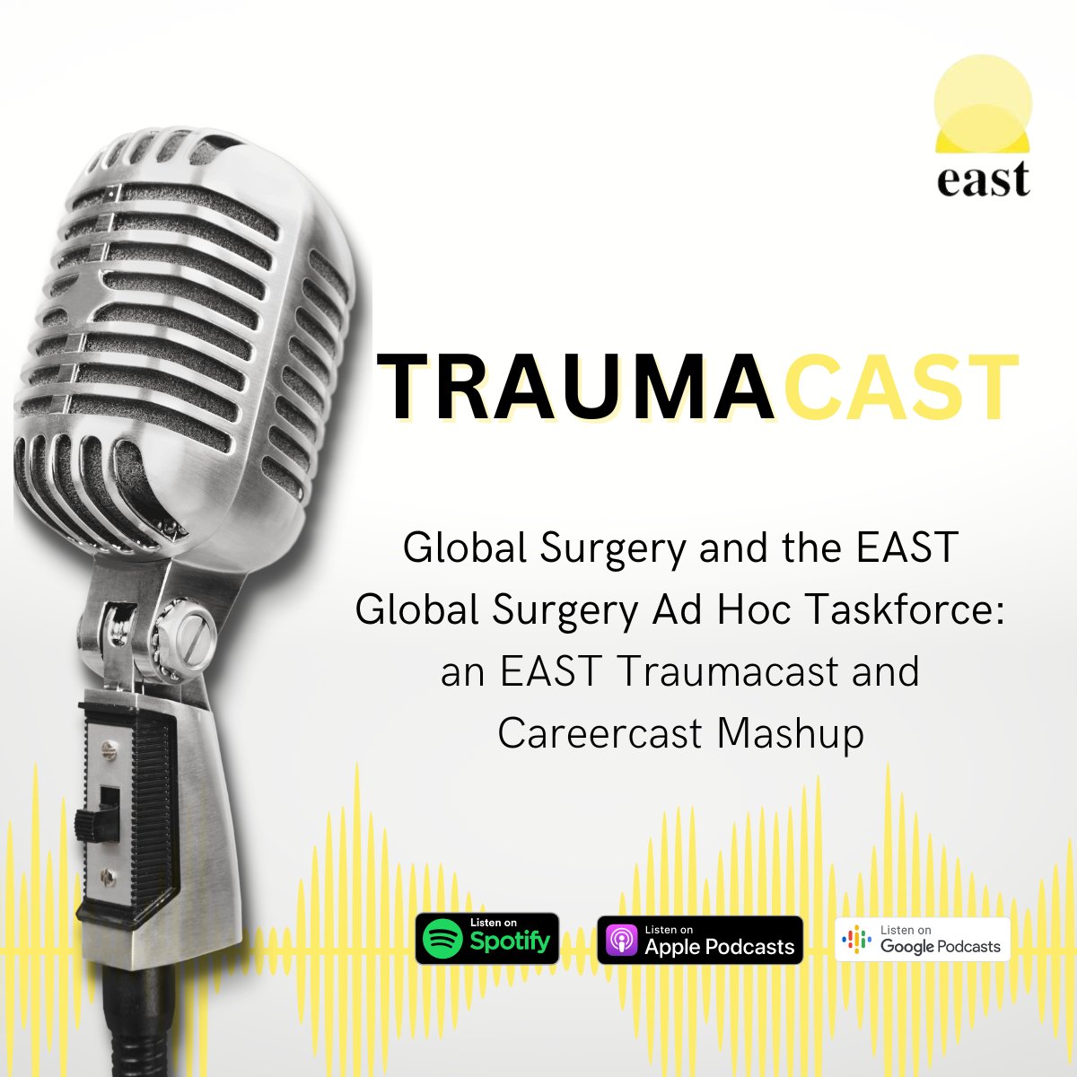 Join your EAST Traumacast & Careercast hosts @ldel302 @ladha_prerna & @HassanMashbari discuss Global Surgery w/ @ChrisDodgion @mikemmallahmd & Katie Iverson. What is it about, what resources are out there to get support & get involved? @MUSCGlobalSurg bit.ly/47ShKTO