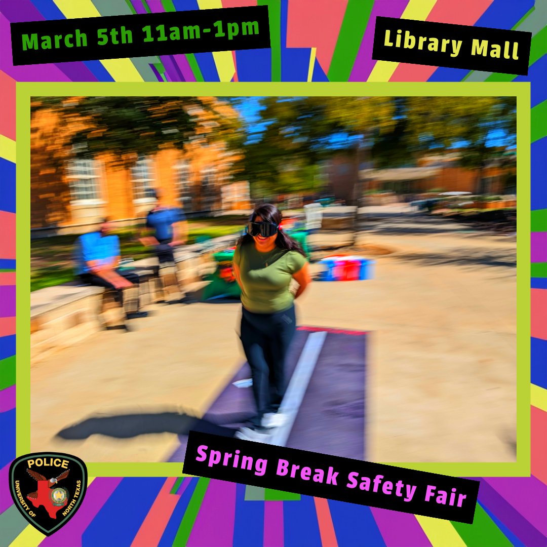 Join us along with @untSHWC and other departments next Tuesday from 11-1 in the Library Mall for a fun interactive safety fair.