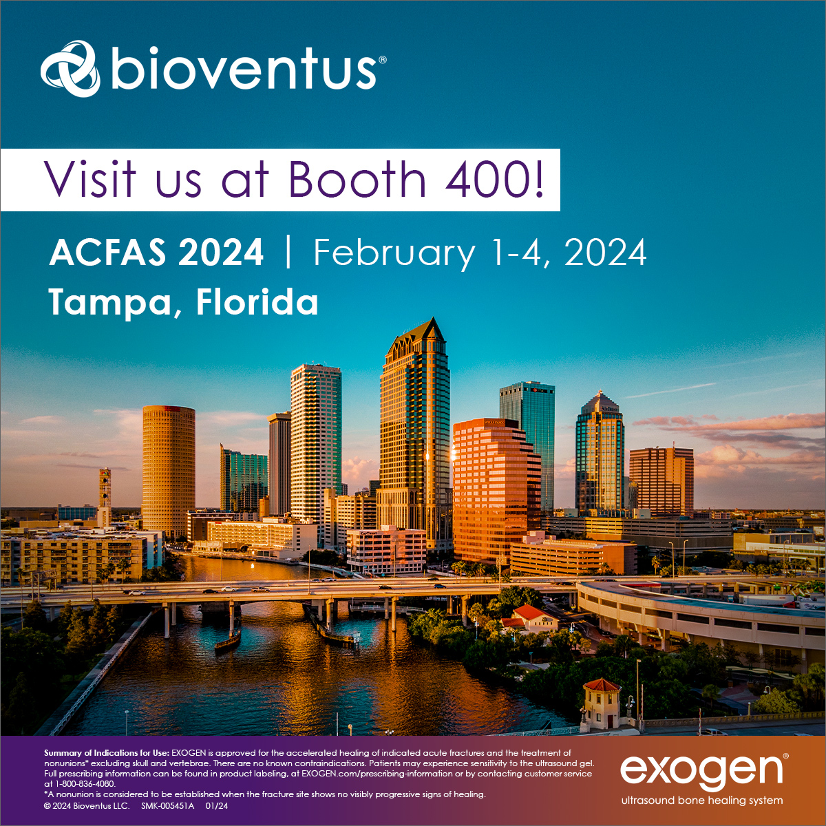 Planning to attend the American College of Foot and Ankle Surgeons (ACFAS) 2024 82nd Annual Scientific Conference?

Visit Booth 400 to learn all about EXOGEN®. We’ll see you in Tampa!

EXOGEN.com