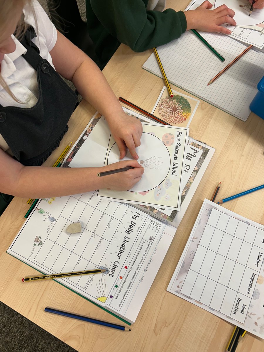 MfpsY2's tweet photo. In Geography this afternoon we looked at daily and seasonal weather patterns in the UK ☔️ ☀️ 🍂 🌸 
We made a daily weather chart which we will be recording this week’s weather on.
#MFPSGeog https://t.co/uY9gmJpndv