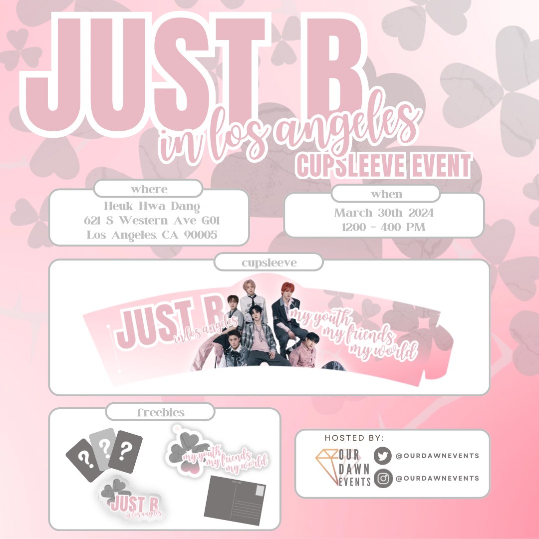Only B! Come celebrate the Los Angeles stop of the Just Be With You tour with us at Heuk Hwa Dang on March 30th 💕

#JUSTB #JustBeWithYou