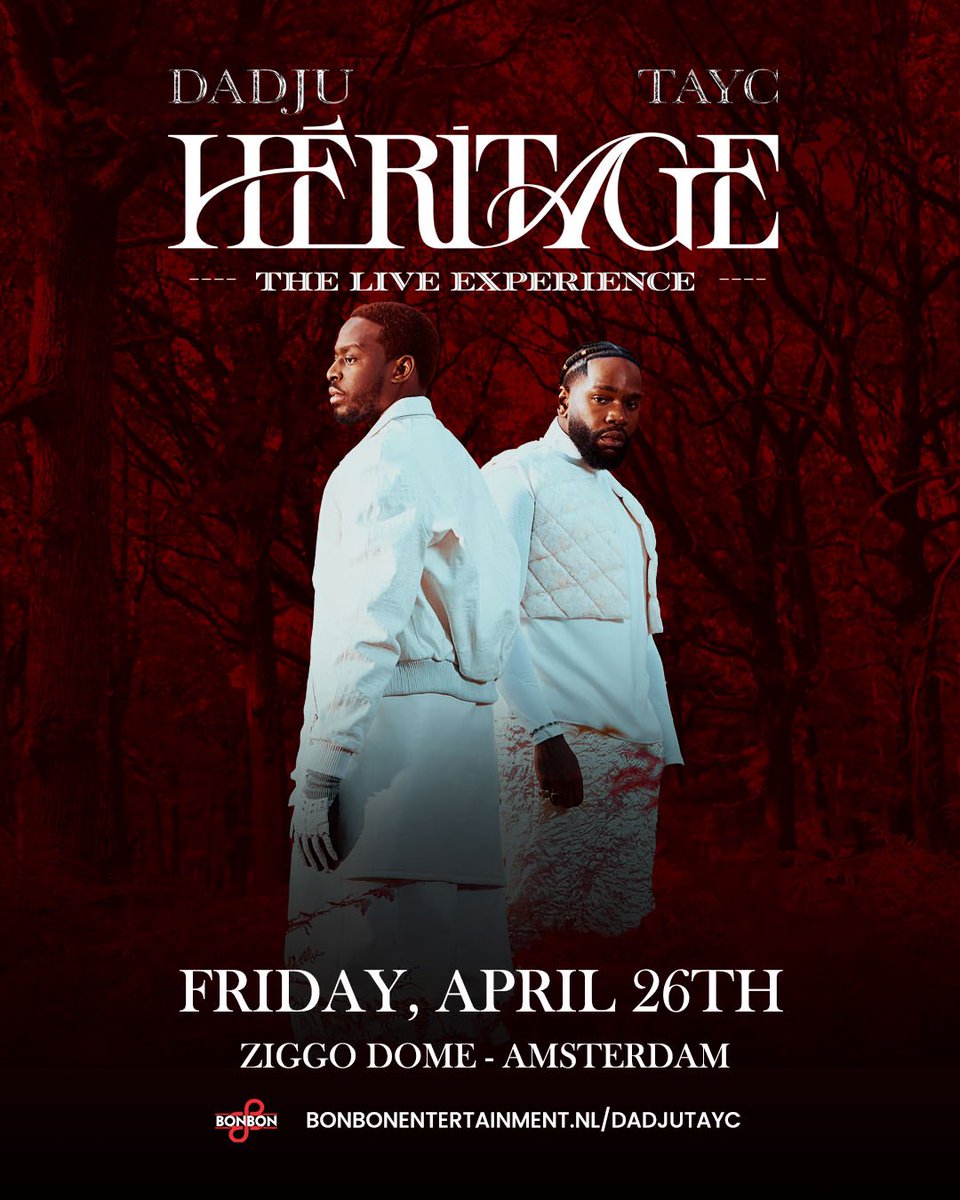 The word is out! Dadju &amp; Tayc are coming to Ziggo Dome on the 26th of April 😍. Ticket sale starts Friday on 10:00 on bonbonentertainment.nl/dadjutayc #dadju #tayc #dadjutayc #ziggodome #frenchafrobeat