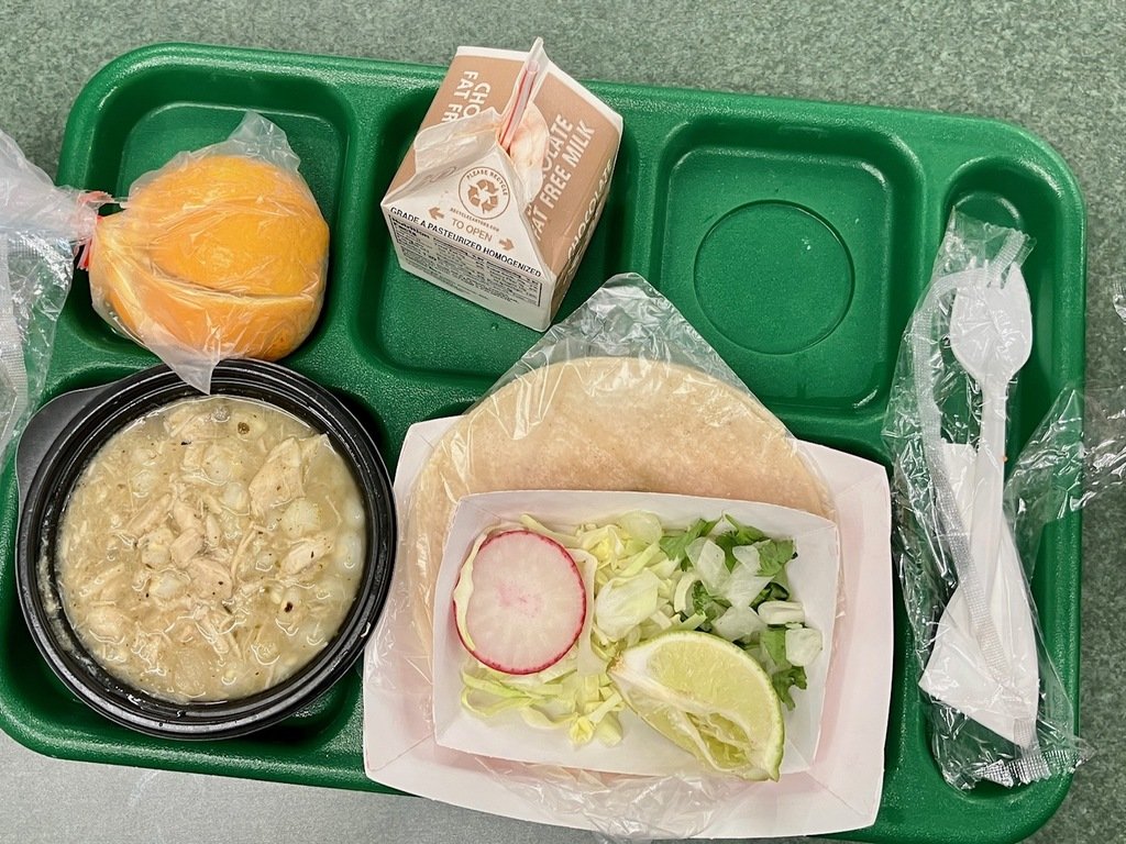So grateful to have an amazing Wingland cafeteria that serves up nutritious and delicious food. Today's lunch was posole with sliced radishes, onions, cilantro, cabbage, and a lime wedge. Everything was fresh and top-notch quality. Thank you to our food-service workers!!