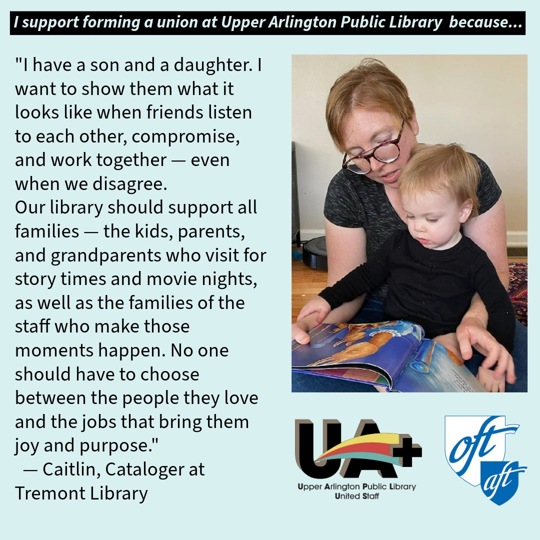 'Our library should support all families — the kids, parents, and grandparents who visit for story times and movie nights, as well as the families of the staff who make those moments happen.' — Caitlin, Upper Arlington Public Library. Take action: actionnetwork.org/letters/tell-t…