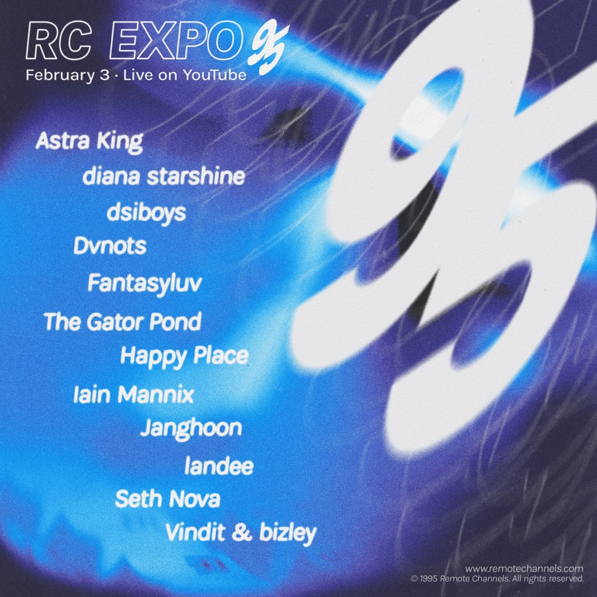 RemoteChannels's tweet photo. Join us LIVE on https://t.co/KvnpegmmAm this Saturday for our very first business convention, RC EXPO 95!

Astra King
@DianaStarshine 
@dsiboys 
@dvnots 
@fantasyluv_ 
The Gator Pond
@HappyPlaceband_ 
@iainmannix 
@janghoononline 
@bylandee 
@realSethNova 
@vind1t &amp; @bizleyy https://t.co/o8Neg9qjoa
