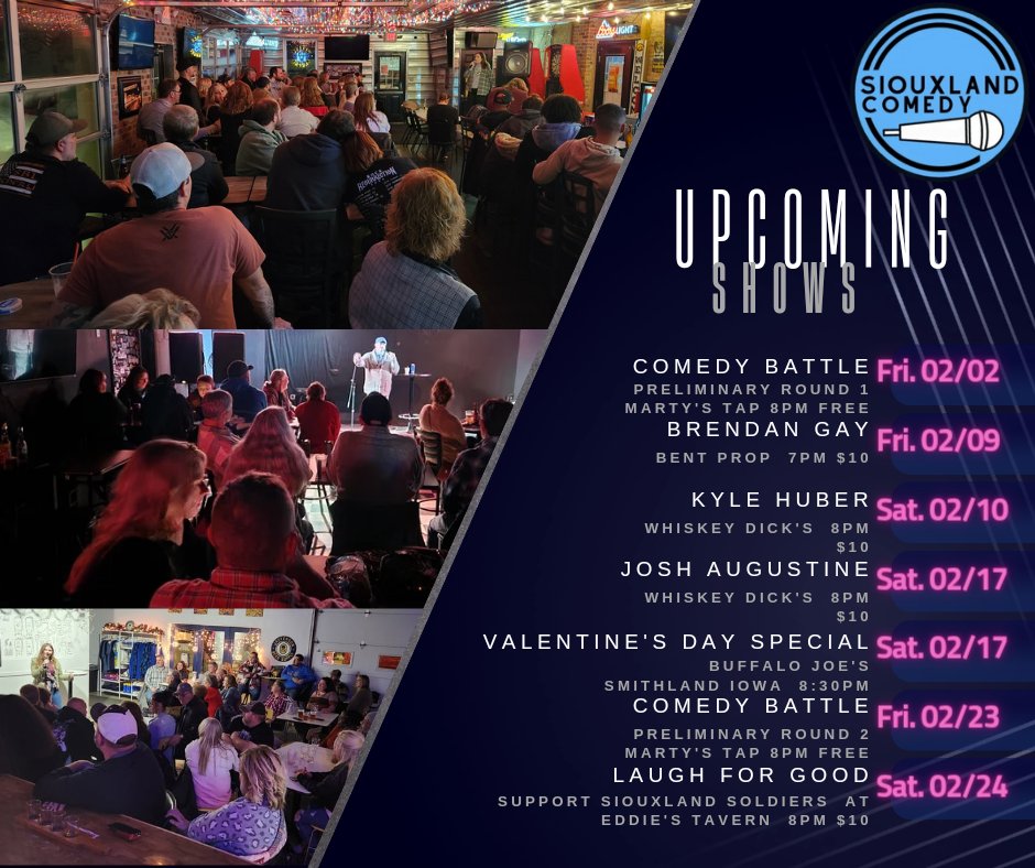 Upcoming show from Siouxland Comedy! #Siouxland #siouxcity #siouxcityia #iowacomedy #comedy #Siouxlandcomedy #midwestcomedy #standupcomedy