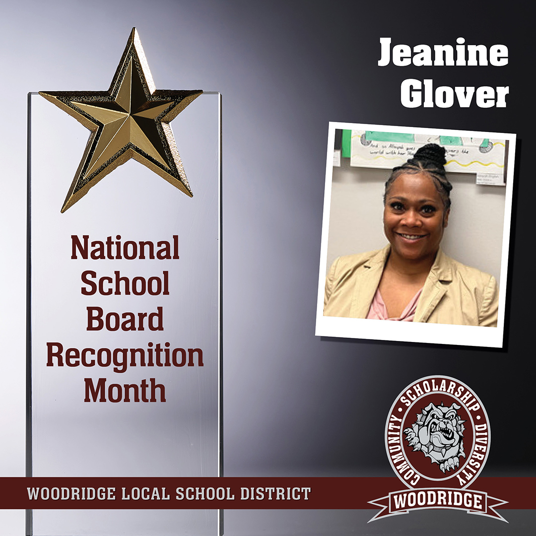 To continue our celebration of School Board Recognition Month, we would next like to recognize 2023 board member Jeanine Glover.

Thank you, Jeanine, for your outstanding service and dedication to our school community.