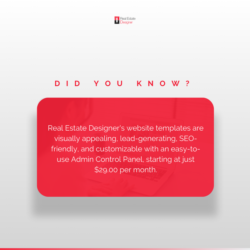 RealEstaDesi's tweet image. Unlock the power of your real estate website with our lead-generating, SEO-friendly templates! 🏡 

Get started today for just $29.00 per month! 

#RealEstateWebDesign #LeadGeneration #SEO #RealEstateMarketing #WebDesign #SEOforRealEstate #GetStartedToday