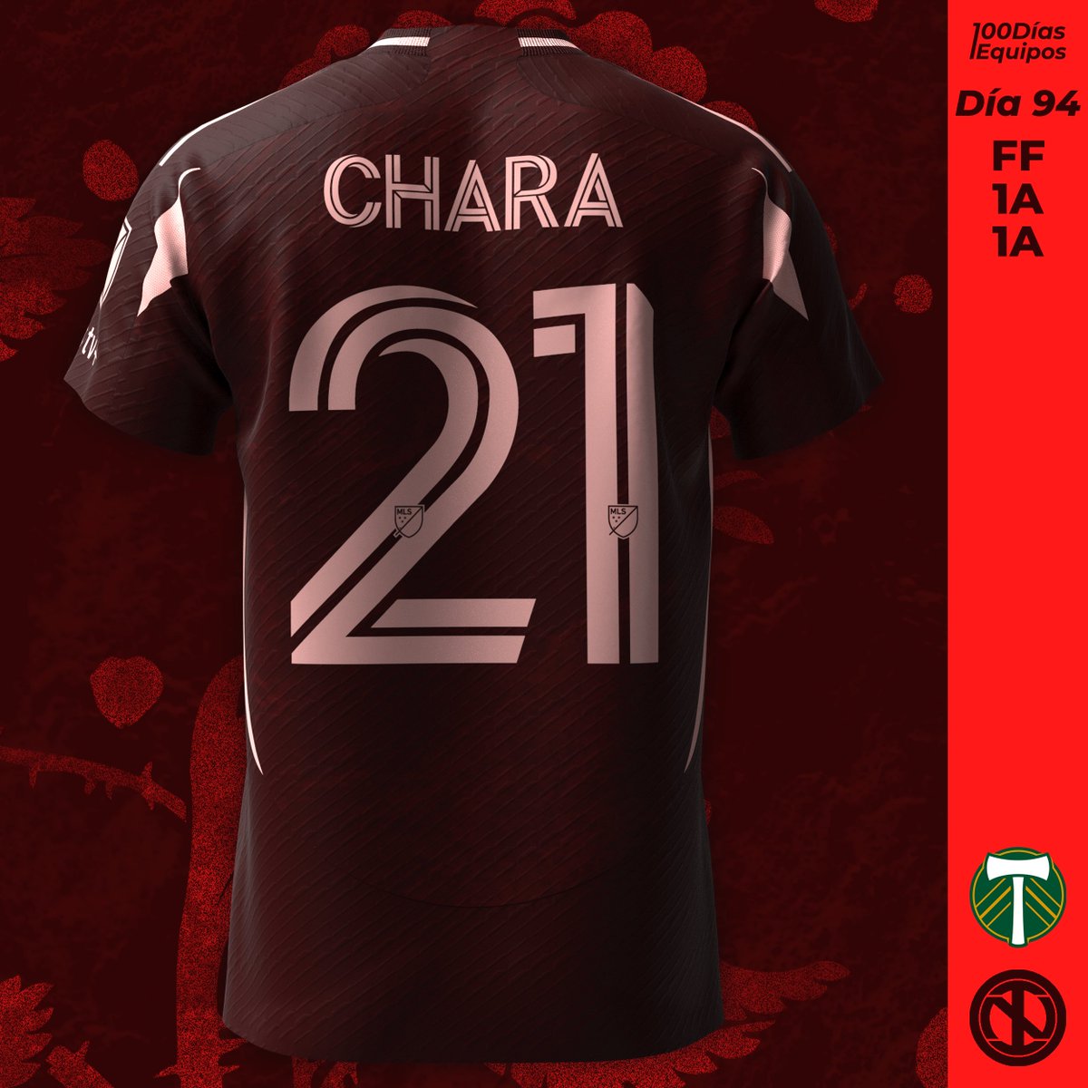 designedbyONI's tweet photo. Portland Timbers | Away Kit
In honor of Portland’s nickname “Rose City”, the kit features a red rose and rose petals on a maroon base with pink details.

#100Días100Equipos #Día94 https://t.co/s1mUCgPsJS