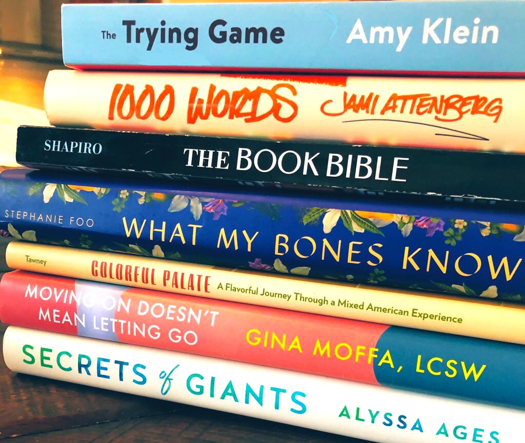 Lisa McCarty (@lbmccarty717) on Twitter photo Current stack. 📚
Finishing books by <a href="/jamiattenberg/">jami attenberg</a> <a href="/AmydKlein/">Amy Klein</a> and <a href="/stephaniefoooo/">Stephanie Foo, author of WHAT MY BONES KNOW</a> and re-reading “Book Bible” by <a href="/Susanshapironet/">Susan Shapiro</a>.
Excited to read these new arrivals by <a href="/AlyssaAges/">Alyssa Ages</a>, Raj Tawney and Gina Moffa.
What are you reading right now?
#WritingCommunity #womenwriters Current stack. 📚
Finishing books by <a href="/jamiattenberg/">jami attenberg</a> <a href="/AmydKlein/">Amy Klein</a> and <a href="/stephaniefoooo/">Stephanie Foo, author of WHAT MY BONES KNOW</a> and re-reading “Book Bible” by <a href="/Susanshapironet/">Susan Shapiro</a>.
Excited to read these new arrivals by <a href="/AlyssaAges/">Alyssa Ages</a>, Raj Tawney and Gina Moffa.
What are you reading right now?
#WritingCommunity #womenwriters