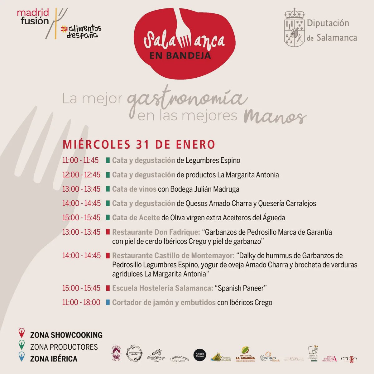 AmadoCharra's tweet photo. Mañana miércoles 31 estaremos de 14:00 a 14:45 en el stand de @Salamancabande presentando nuestros quesos al público de @madridfusion 

¡Os esperamos! 

#MadridFusion #madridfusion2024 #hosteleria #quesosdeautor #quesosdecabra #quesosdepastor https://t.co/1tM5Gd2gvr