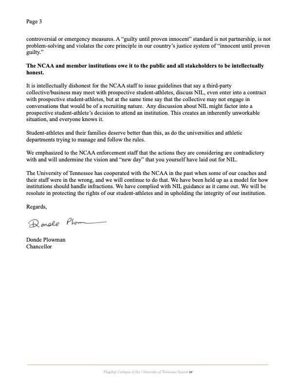 Chancellor Donde Plowman put the NCAA in their place