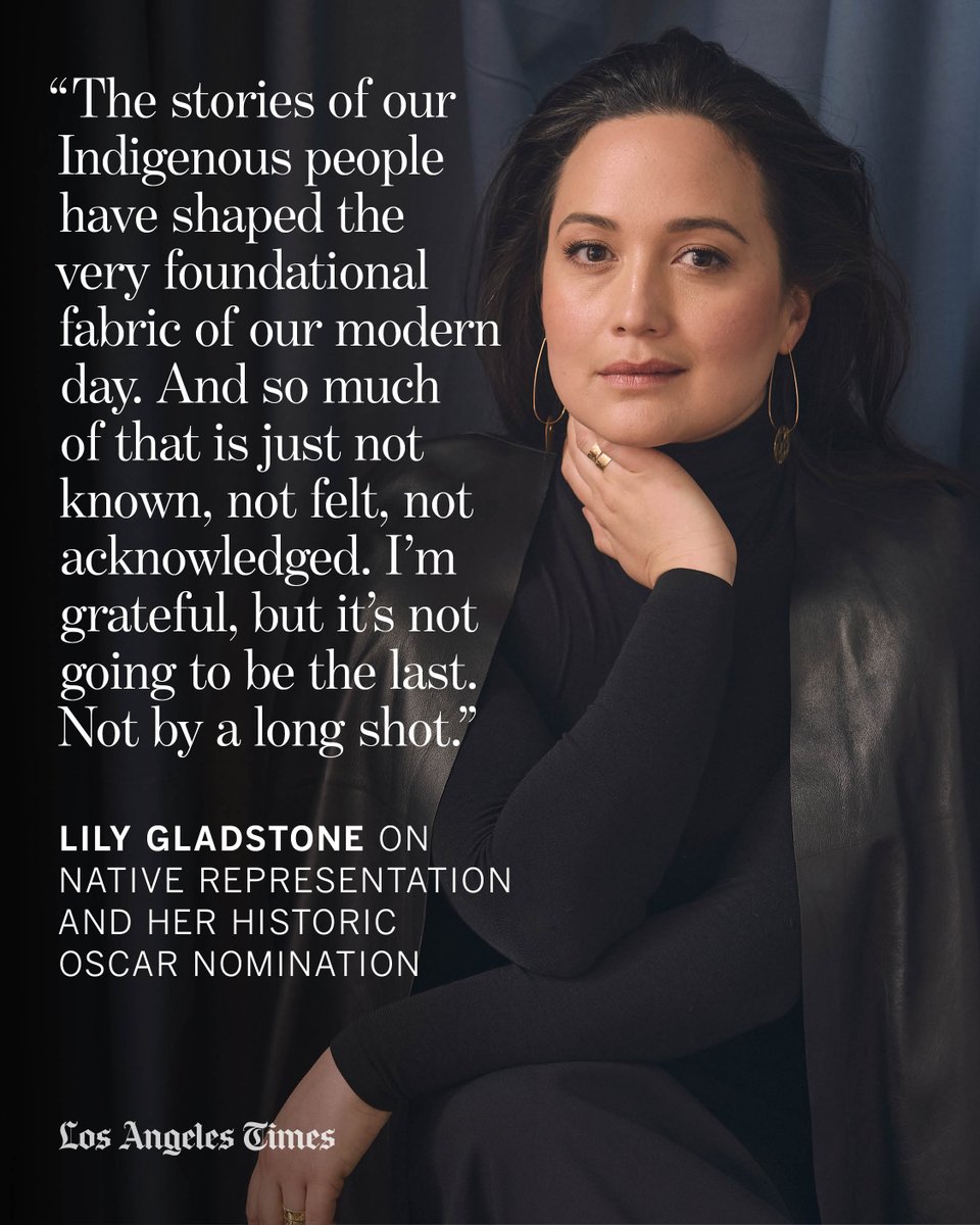 latimes's tweet photo. “This is a moment for all of us,” @lily_gladstone told The Times of her historic #Oscars nomination for Martin Scorsese's “Killers of the Flower Moon.” https://t.co/ALwdMeyywj https://t.co/AFD9YvXknJ