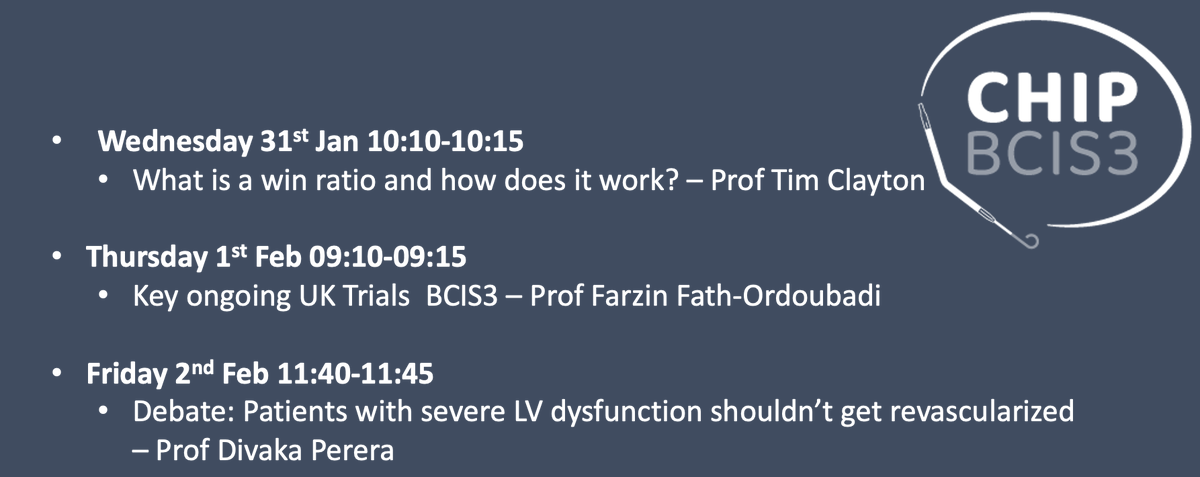 Join us at <a href="/BCIS_uk/">BCIS</a> #ACI2024.

🤝 Meet the study team at the first ever trial stand in the exhibition hall

🥐 Investigators breakfast meeting Thursday 07:45 Mezzanine 1-4

👇 Don't miss these CHIP-BCIS3 talks