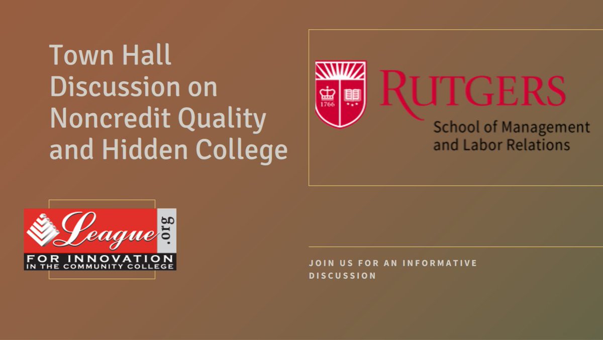 Join the upcoming town hall on noncredit education quality on Feb 1, led by Dr. Michelle Vannoy, Ed.D and moderated by Dr. Rufus Glasper, hosted by League for Innovation in the Community College and Rutgers University EERC. All info is in the link below: linkedin.com/pulse/noncredi…