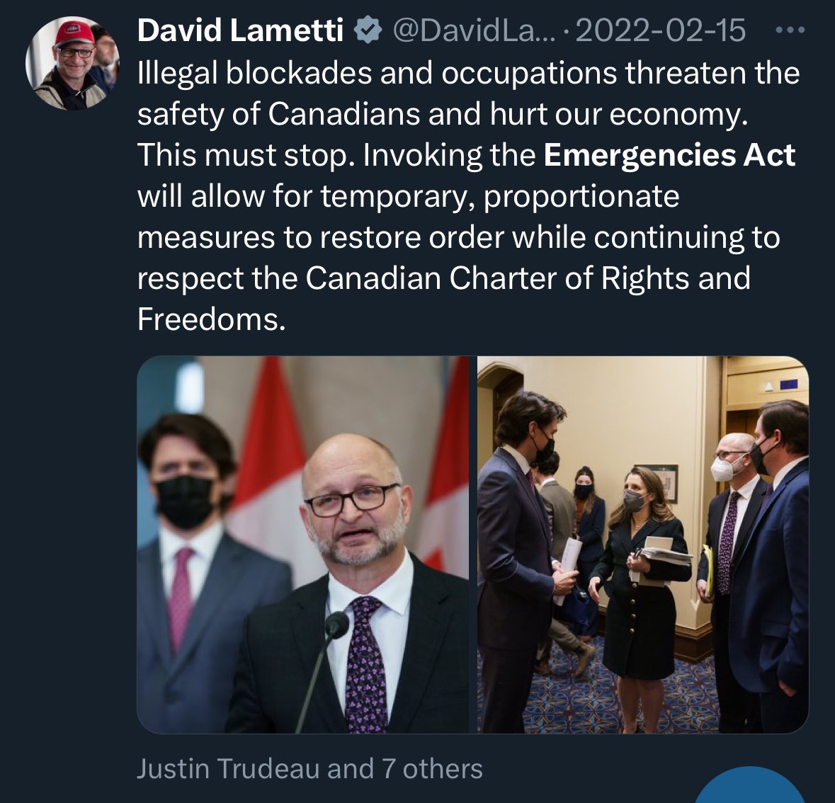 Turns out you violated the Canadian Charter of Rights and Freedoms. So much for respecting it.