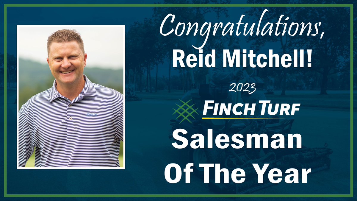 Join us in congratulating our 2023 Finch Turf Salesman of the Year, @rhm1791! Reid does a fantastic job of taking care of his customers in Pennsylvania in addition to playing a critical role on our #PrecisionTurf team👏🏼👏🏼👏🏼

#highspeed #teamfinch #ProGolf