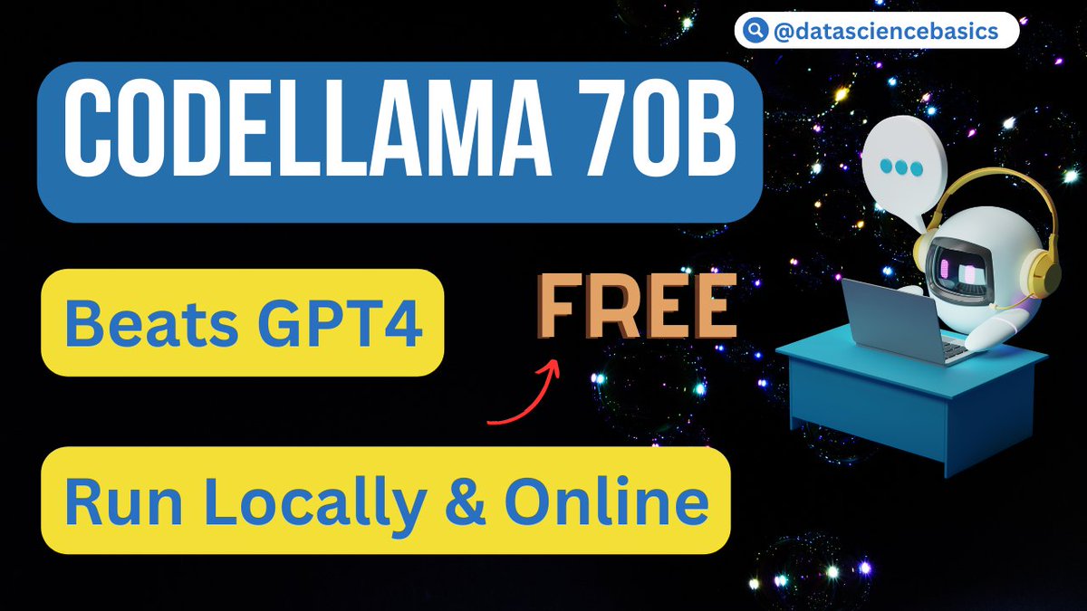 mesudarshan's tweet image. How To Install CodeLlama 70B from @AIatMeta Locally with @ollama & Run Online For FREE via 👇
- Perplexity labs from @perplexity_ai
- HuggingChat from @huggingface
Youtube: youtu.be/yZFvs1X8GQk
#codellama70B #llama2 #meta #ollama #perplexity #huggingface #ai #code
