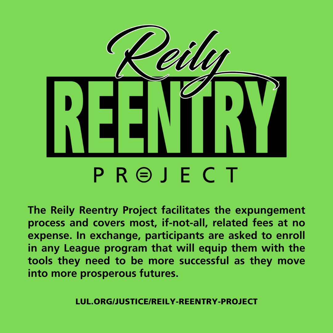 The expungement process is prohibitively lengthy and expensive. The Reily Reentry Project provides free expungement services to those who qualify. Visit lul.org/justice