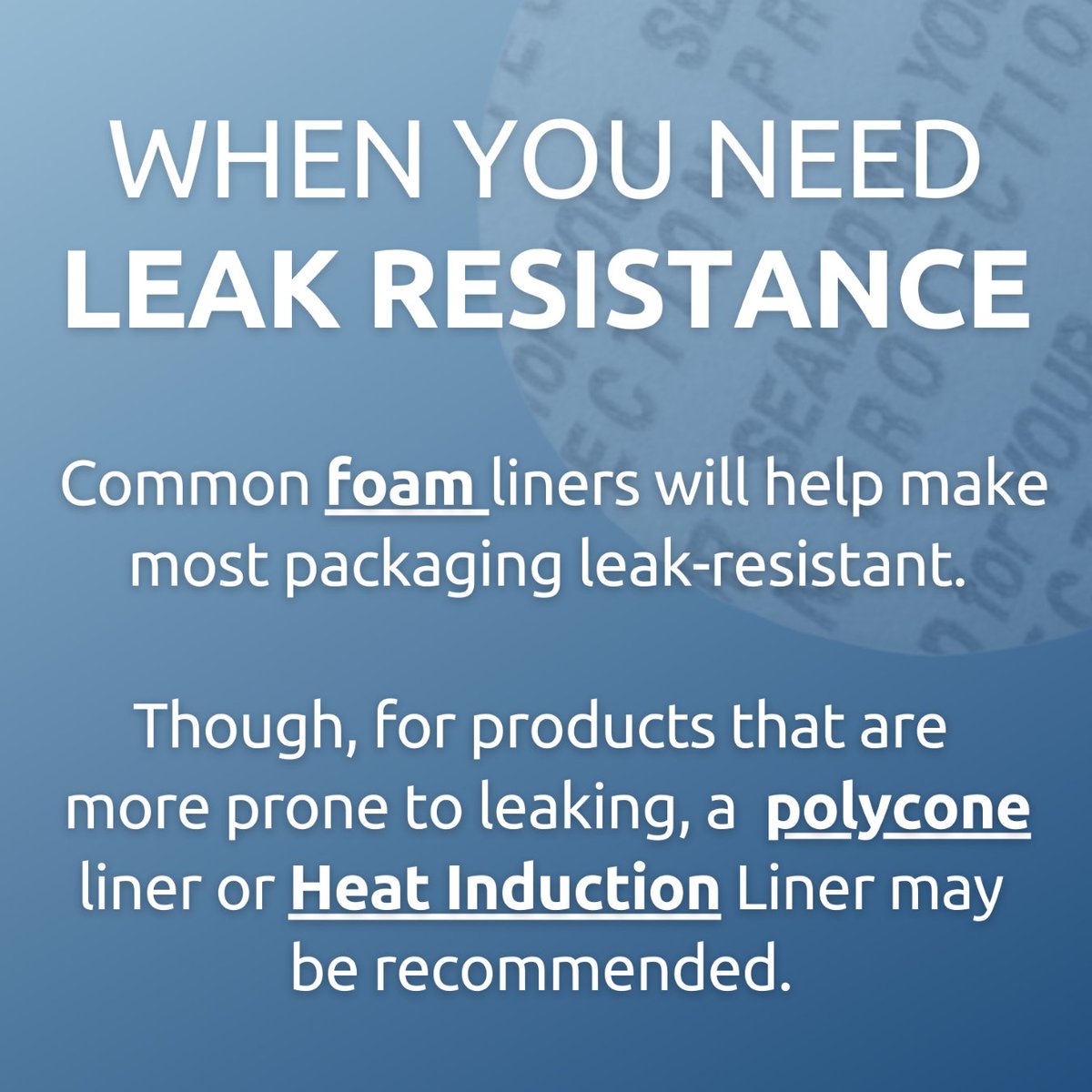 Liners can offer #tamperevidence #freshness and even #leakresistance for your product. 

Learn more about liners and find the perfect fit here: 
bit.ly/3Hm0FH9

#liners #containerandpackaging #lids #jarsandbottles #packaging #packagingtips